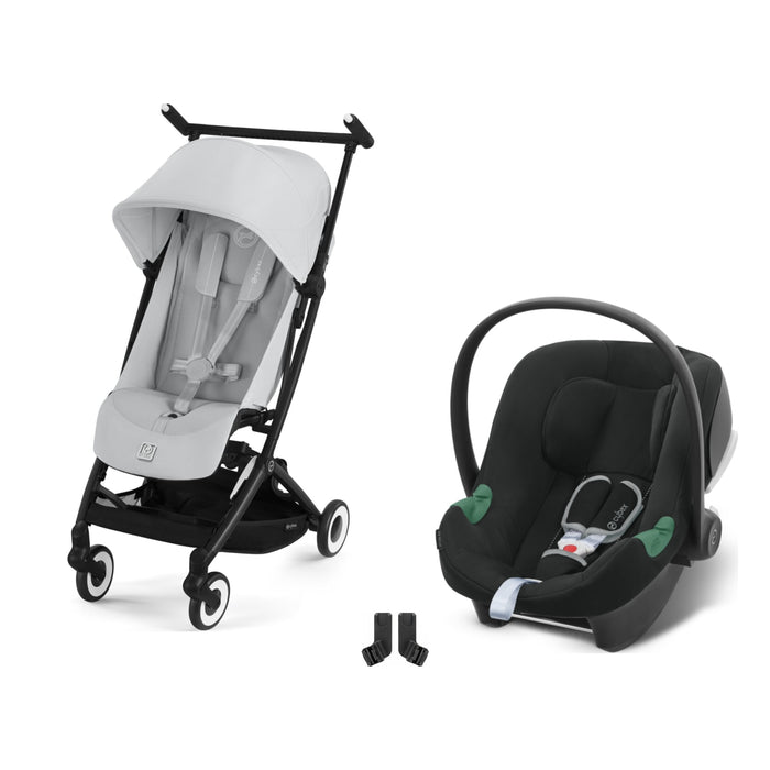 Cybex Libelle Black Fog Grey, Aton B2 i-Size Volcano Black ve adaptör — travel sistem