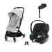 Cybex Orfeo Black Fog Grey, Aton B2 i-Size Volcano Black (Base One bazalı) ve adaptör — travel sistem