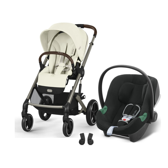 Cybex Balios S Lux Taupe Seashell Beige, Aton B2 i-Size Volcano Black ve adaptör — travel sistem