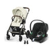 Cybex Balios S Lux Taupe Seashell Beige, Aton B2 i-Size Volcano Black ve adaptör — travel sistem