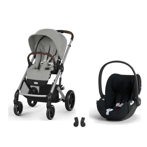 Cybex Balios S Lux Silver Stone Grey, Cloud T i-Size Plus Sephia Black ve adaptör — travel sistem