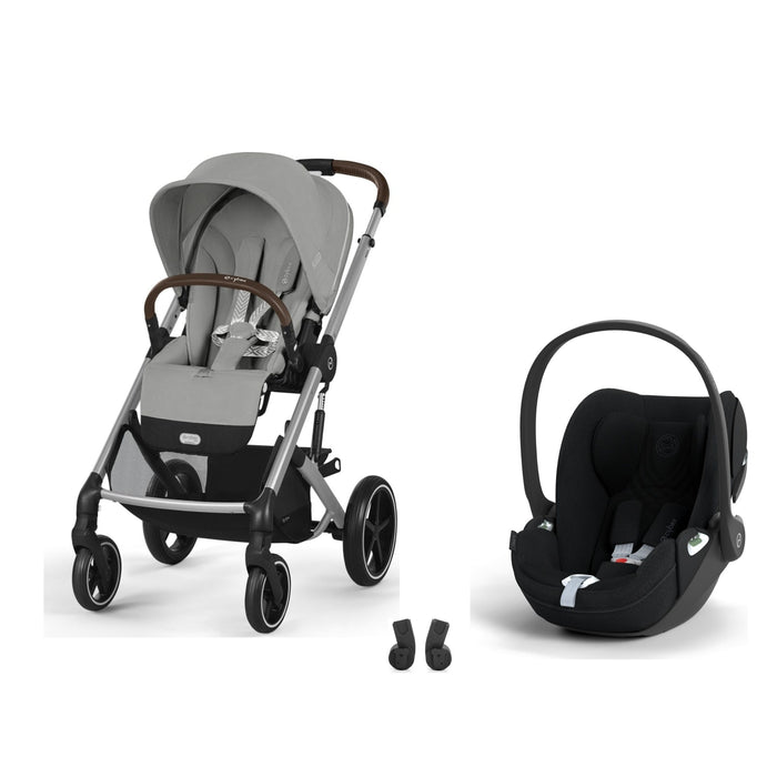 Cybex Balios S Lux Silver Stone Grey, Cloud T i-Size Plus Sephia Black ve adaptör — travel sistem