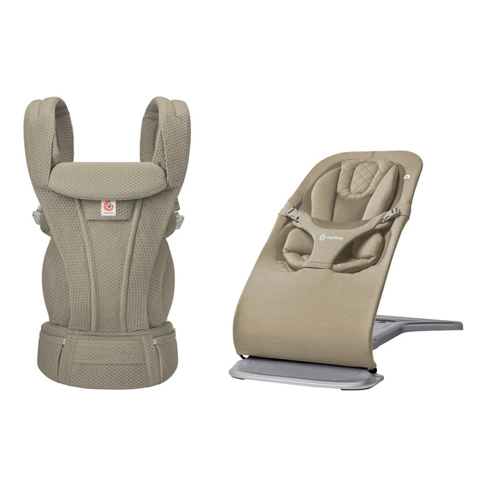 Ergobaby Evolve Soft Olive bouncer ve Omni Deluxe Mesh Soft Olive taşıyıcı seti