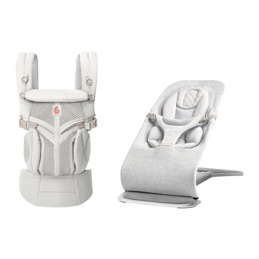 Ergobaby Evolve Light Grey bouncer ve Omni Classic Mesh Pearl Grey taşıyıcı seti