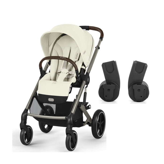 Cybex Balios S Lux Taupe Seashell Beige ve ana kucağı adaptörü — paket içeriği