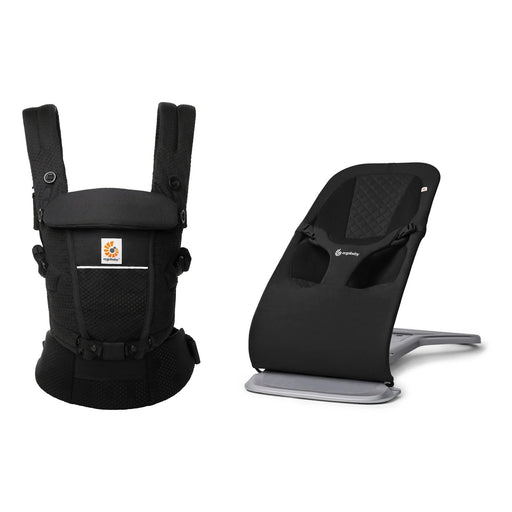 Ergobaby Evolve Onyx Black bouncer ve Adapt Mesh Onyx Black taşıyıcı seti