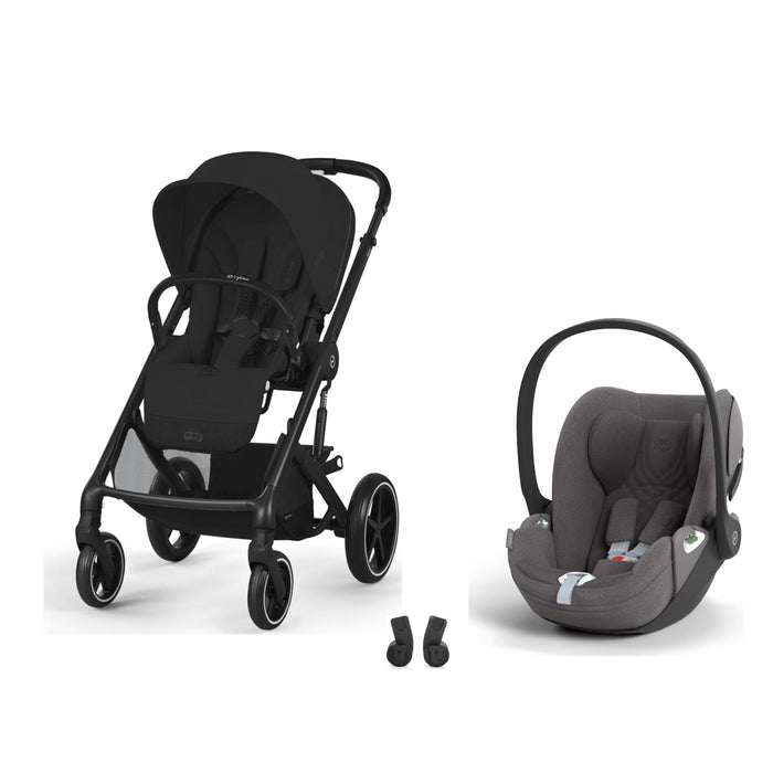 Cybex Balios S Lux Black Moon Black, Cloud T i-Size Plus Mirage Grey ve adaptör — travel sistem