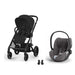 Cybex Balios S Lux Black Moon Black, Cloud T i-Size Plus Mirage Grey ve adaptör — travel sistem