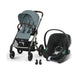 Cybex Balios S Lux Taupe Stormy Blue, Aton B2 i-Size Volcano Black ve adaptör — travel sistem