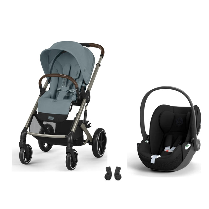 Cybex Balios S Lux Taupe Stormy Blue, Cloud T i-Size Sephia Black ve adaptör — travel sistem