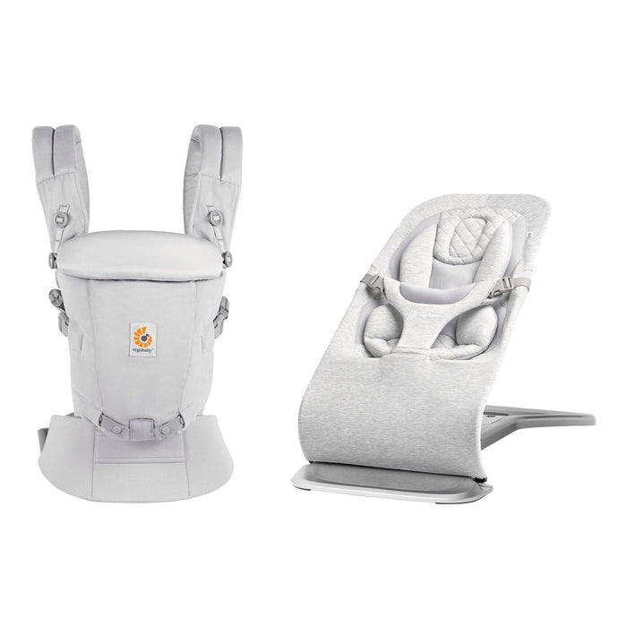 Ergobaby Evolve Light Grey bouncer ve Adapt Coton Pearl Grey taşıyıcı seti