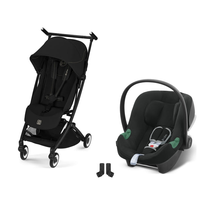 Cybex Libelle Black Magic Black, Aton B2 i-Size Volcano Black ve adaptör — travel sistem