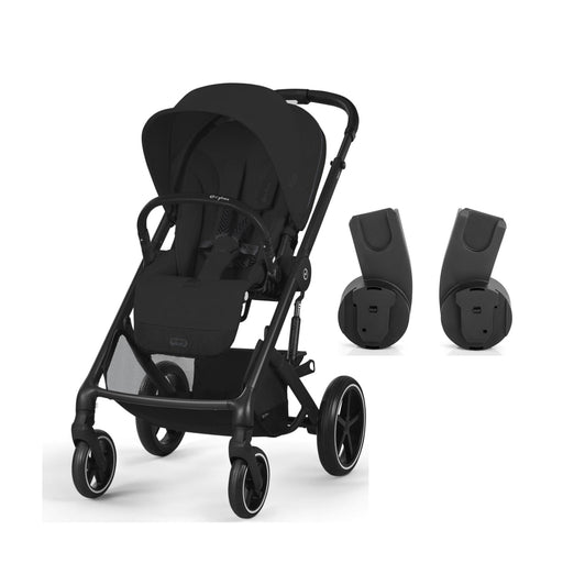 Cybex Balios S Lux Black Moon Black ve ana kucağı adaptörü — paket içeriği