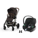 Cybex Balios S Lux Taupe Chocolate Brown, Aton B2 i-Size Volcano Black ve adaptör — travel sistem