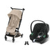 Cybex Libelle Taupe Almond Beige, Aton B2 i-Size Volcano Black ve adaptör — travel sistem