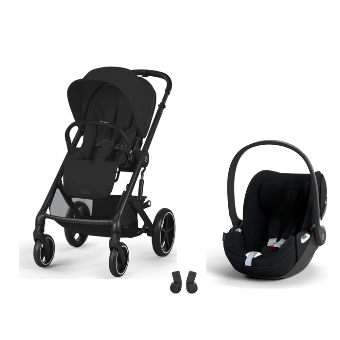 Cybex Balios S Lux Black Moon Black, Cloud T i-Size Plus Sephia Black ve adaptör — travel sistem