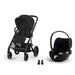 Cybex Balios S Lux Black Moon Black, Cloud T i-Size Plus Sephia Black ve adaptör — travel sistem