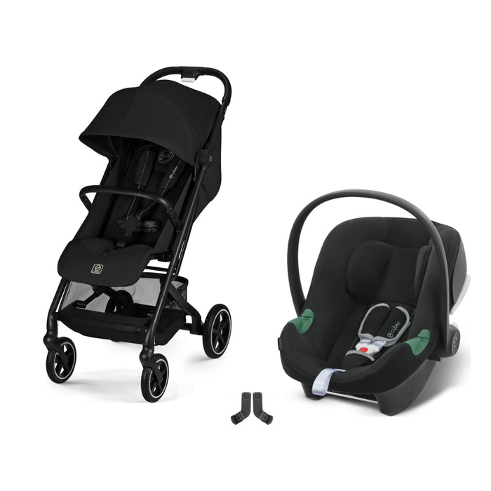 Cybex Beezy Magic Black bebek arabası, Aton B2 i-Size Volcano Black ana kucağı ve adaptör — travel sistem