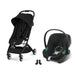 Cybex Orfeo Black Magic Black, Aton B2 i-Size Volcano Black ve adaptör — travel sistem