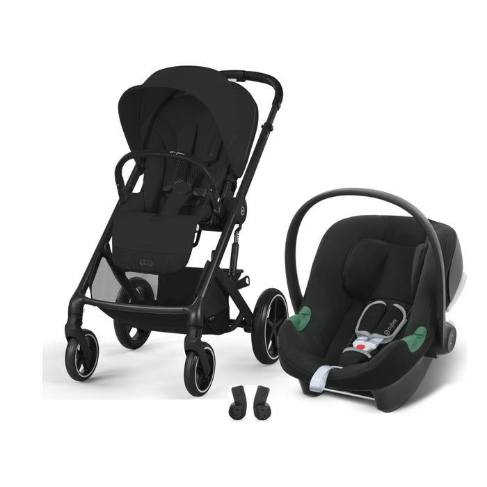 Cybex Balios S Lux Black Moon Black, Aton B2 i-Size Volcano Black ve adaptör — travel sistem