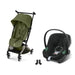 Cybex Libelle Taupe Moss Green, Aton B2 i-Size Volcano Black ve adaptör — travel sistem