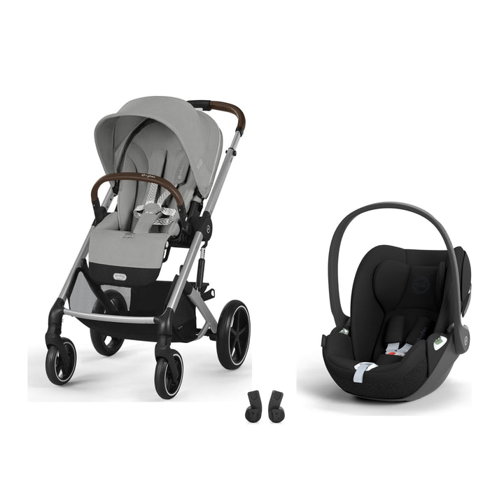 Cybex Balios S Lux Silver Stone Grey, Cloud T i-Size Sephia Black ve adaptör — travel sistem