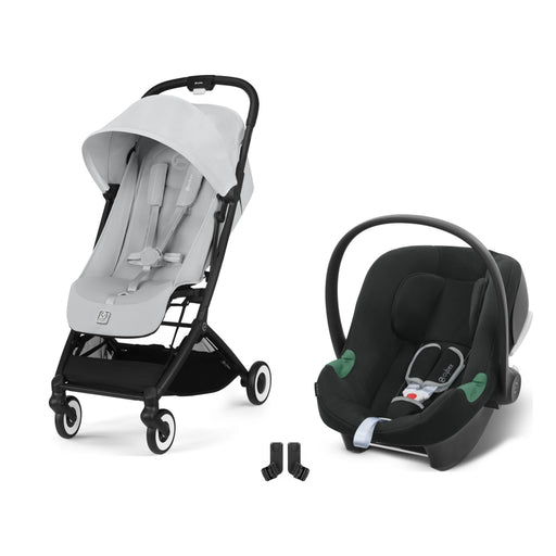 Cybex Orfeo Black Fog Grey, Aton B2 i-Size Volcano Black ve adaptör — travel sistem