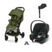 Cybex Beezy Moss Green, Aton B2 i-Size Volcano Black (Base One bazalı) ve adaptör — travel sistem