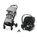 Cybex Beezy Fog Grey bebek arabası, Aton B2 i-Size Volcano Black ana kucağı ve adaptör — travel sistem