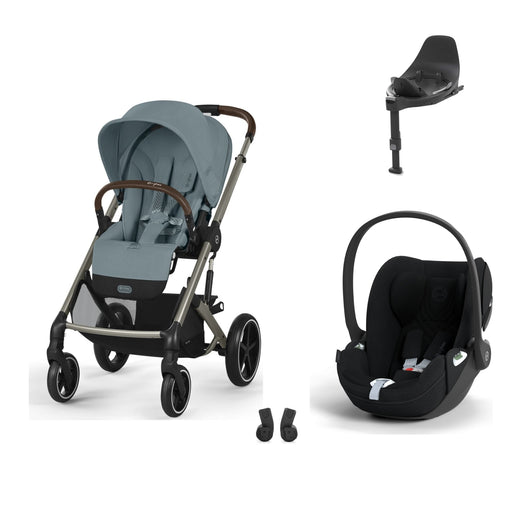 Cybex Balios S Lux Taupe Stormy Blue, Cloud T i-Size Plus Sephia Black (Base T bazalı) ve adaptör — travel sistem