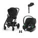 Cybex Balios S Lux Black Moon Black, Aton B2 i-Size Volcano Black (Base One bazalı) ve adaptör — travel sistem