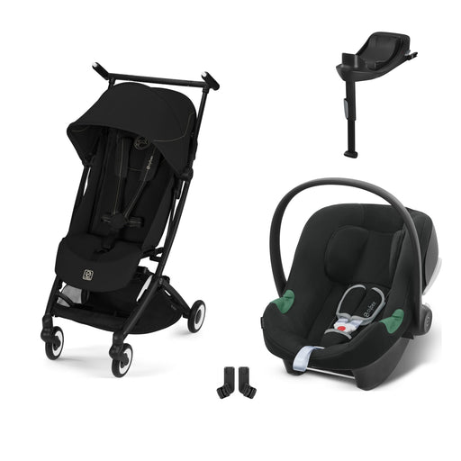 Cybex Libelle Black Magic Black, Aton B2 i-Size Volcano Black (Base One bazalı) ve adaptör — travel sistem