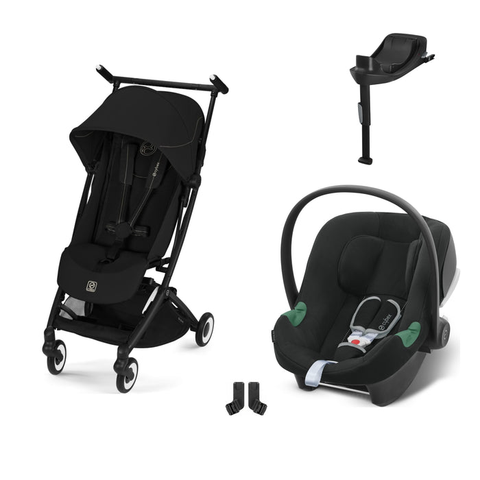Cybex Libelle Black Magic Black, Aton B2 i-Size Volcano Black (Base One bazalı) ve adaptör — travel sistem