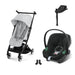 Cybex Libelle Black Fog Grey, Aton B2 i-Size Volcano Black (Base One bazalı) ve adaptör — travel sistem