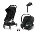 Cybex Orfeo Black Magic Black, Aton B2 i-Size Volcano Black (Base One bazalı) ve adaptör — travel sistem