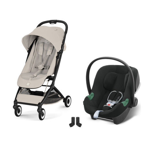 Cybex Orfeo Black Dune Grey, Aton B2 i-Size Volcano Black ve adaptör — travel sistem