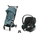 Cybex Libelle Taupe Stormy Blue, Aton B2 i-Size Volcano Black ve adaptör — travel sistem