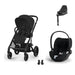 Cybex Balios S Lux Black Moon Black, Cloud T i-Size Plus Sephia Black (Base T bazalı) ve adaptör — travel sistem