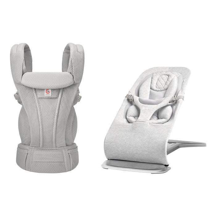 Ergobaby Evolve Light Grey bouncer ve Omni Deluxe Mesh Pearl Grey taşıyıcı seti