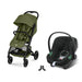 Cybex Beezy Moss Green bebek arabası, Aton B2 i-Size Volcano Black ana kucağı ve adaptör — travel sistem