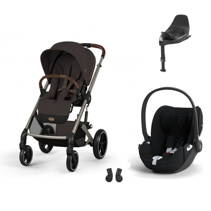 Cybex Balios S Lux Taupe Chocolate Brown, Cloud T i-Size Plus Sephia Black (Base T bazalı) ve adaptör — travel sistem