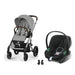 Cybex Balios S Lux Silver Stone Grey, Aton B2 i-Size Volcano Black ve adaptör — travel sistem