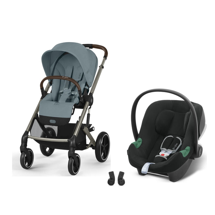 Cybex Balios S Lux Taupe Stormy Blue, Aton B2 i-Size Volcano Black ve adaptör — travel sistem