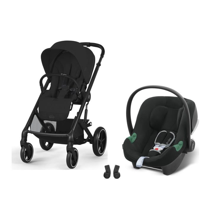 Cybex Balios S Lux Black Moon Black, Aton B2 i-Size Volcano Black ve adaptör — travel sistem