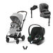 Cybex Eezy S Twist+2 Travel Sistem Fog Grey & Aton B2 Bazalı Volcano Black & Anoris T i-Size seti kolajı