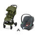 Cybex Beezy Moss Green bebek arabası, Aton B2 i-Size Steel Grey ana kucağı ve adaptör — travel sistem