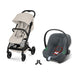 Cybex Beezy Dune Grey bebek arabası, Aton B2 i-Size Steel Grey ana kucağı ve adaptör — travel sistem