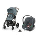 Cybex Balios S Lux Taupe Stormy Blue, Aton B2 i-Size Steel Grey ve adaptör — travel sistem