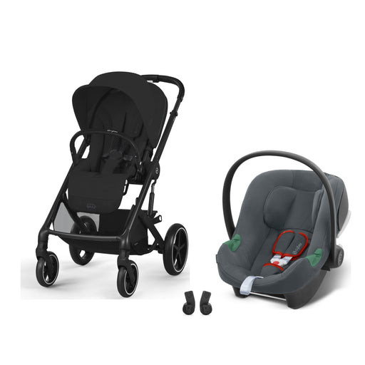 Cybex Balios S Lux Black Moon Black, Aton B2 i-Size Steel Grey ve adaptör — travel sistem