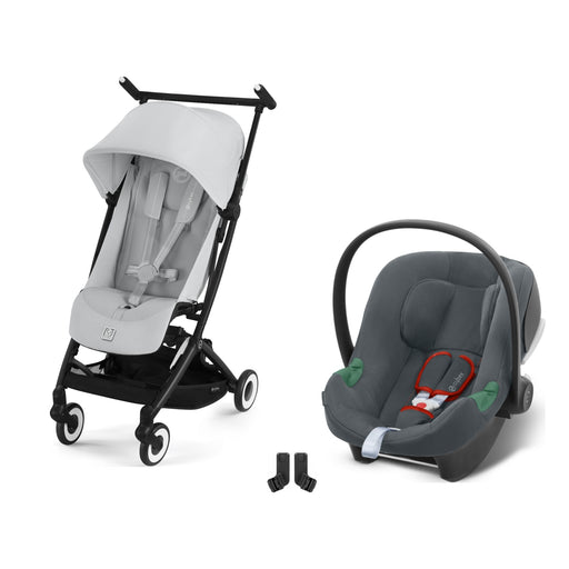 Cybex Libelle Black Fog Grey, Aton B2 i-Size Steel Grey ve adaptör — travel sistem